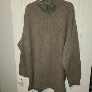 Ralph Lauren Blue Label Big 3XB Men's Pullover 1/4 Zip Sweater Taupe NWT $110